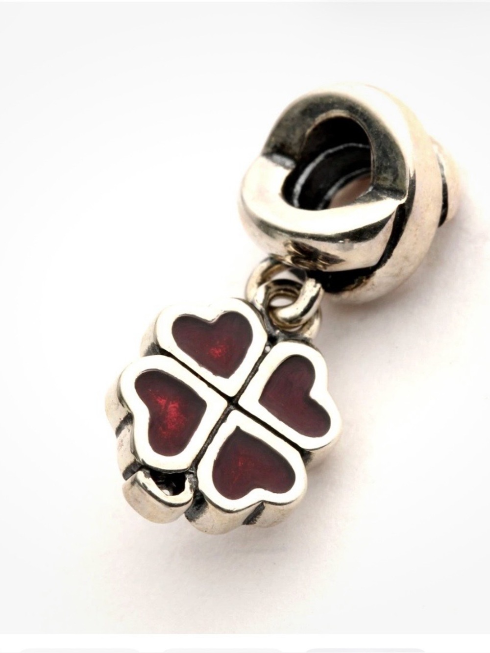 Pandora 4 leaf clover Red Enamel Charm Pendant